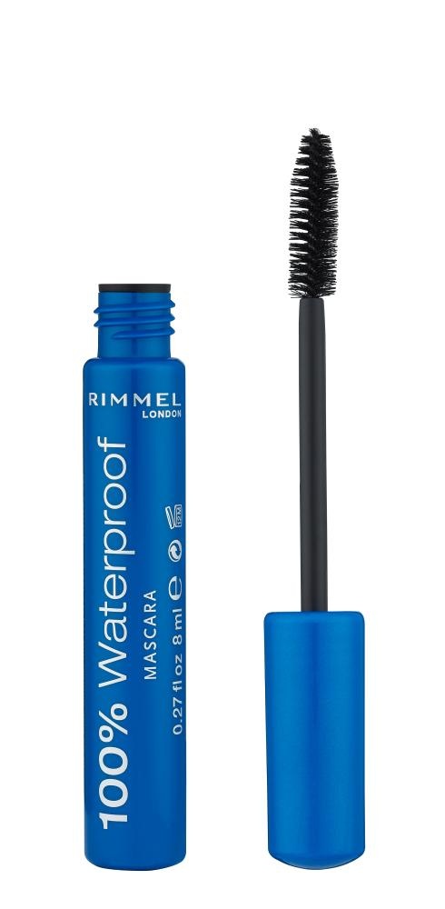 slide 1 of 1, Rimmel London 100% Water Proof Mascara, Black 001, 8 ml