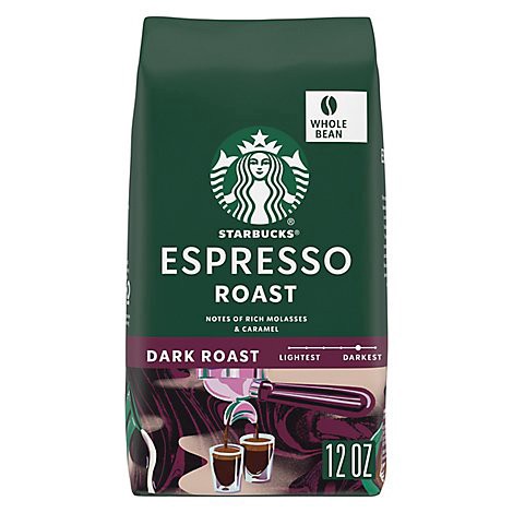 slide 1 of 1, Starbucks Espresso Roast 100% Arabica Dark Roast Whole Bean Coffee Bag - 12 Oz, 12 oz
