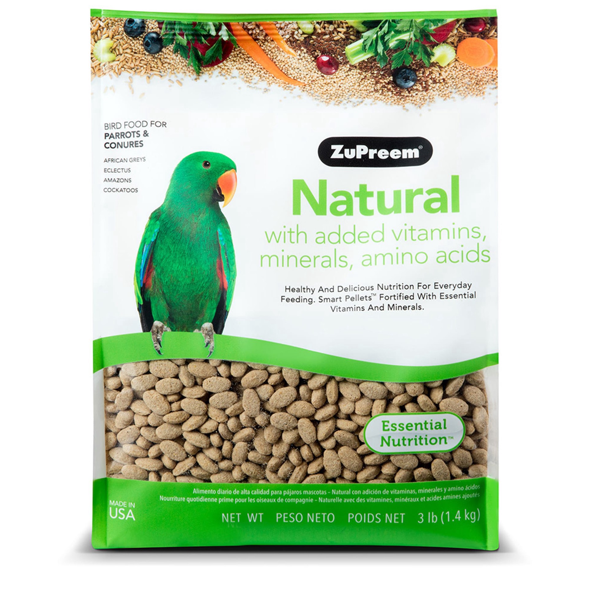 slide 1 of 1, ZuPreem Avianmaintenance Natural Bird Diet for Parrots & Conures, 3 lb