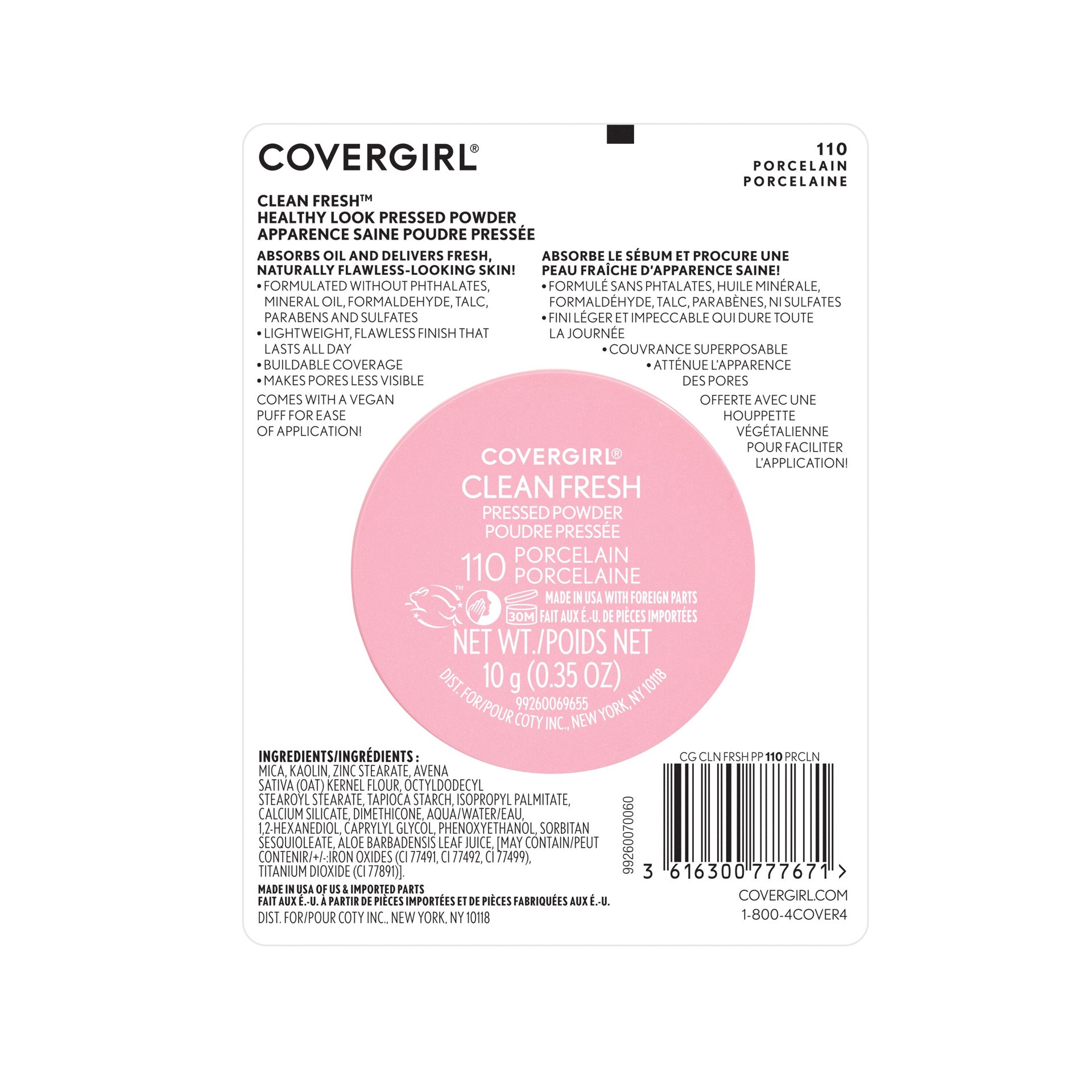 slide 9 of 9, Covergirl Clean Fresh Pressed Powder, Porcelain, 10 g