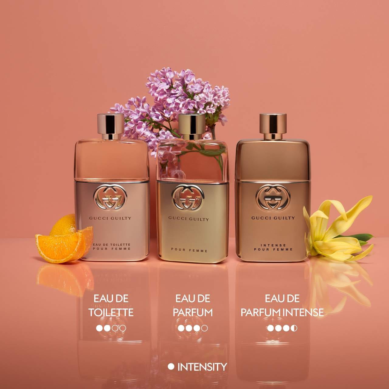 slide 5 of 6, Gucci Guilty Pour Femme Eau de Toilette with Mandarin, Lilac and Patchouli 3 oz/ 90 mL eau de toilette spray,