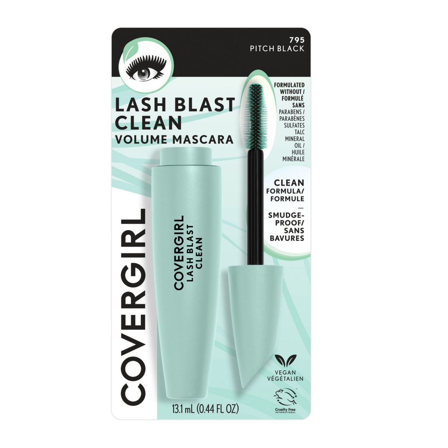 slide 1 of 5, CoverGirl Lash Blast Clean Mascara, Pitch Black, 0.44 oz