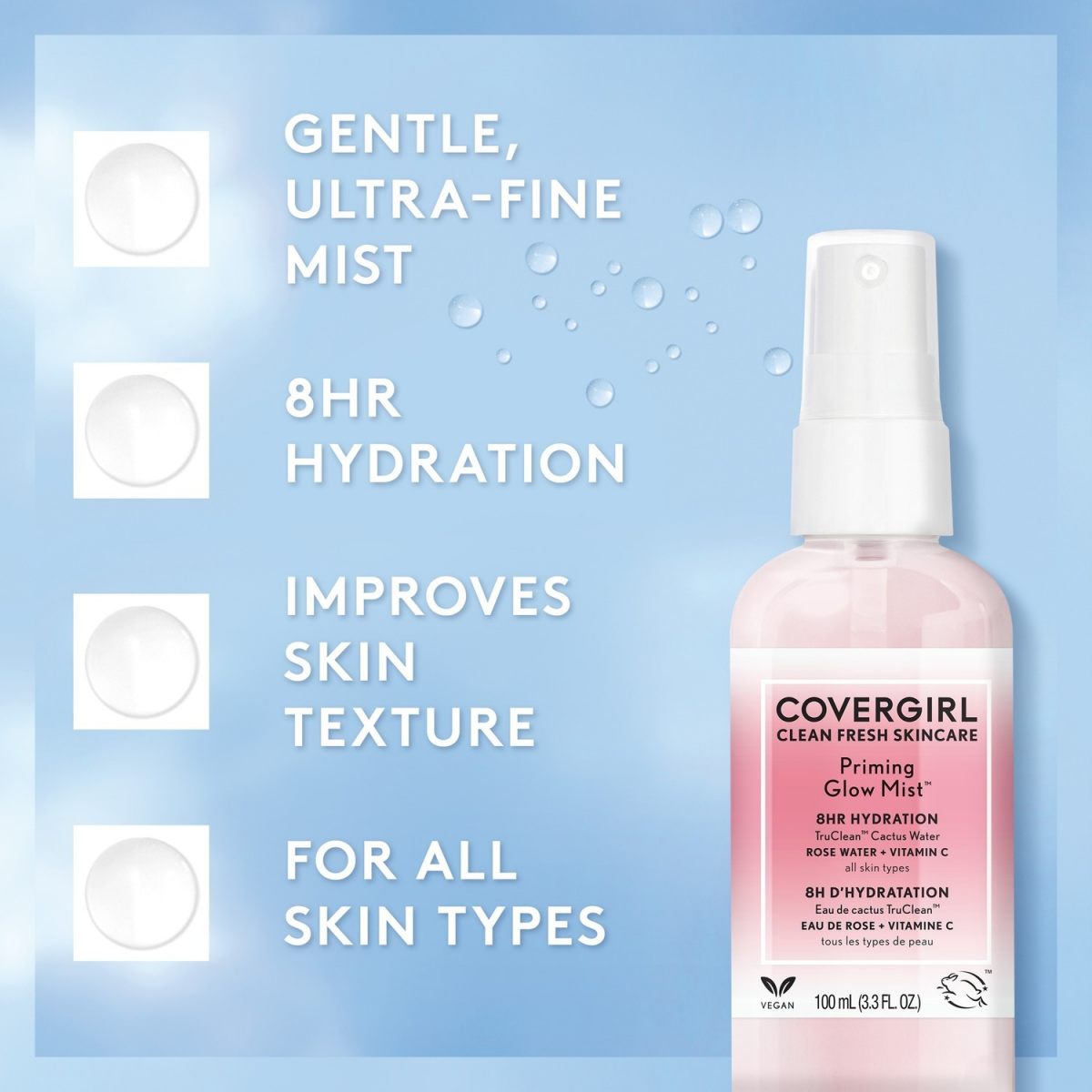 slide 2 of 5, Covergirl COVERGIRL Clean Fresh Skincare Priming Glow Mist, 3.3 fl oz