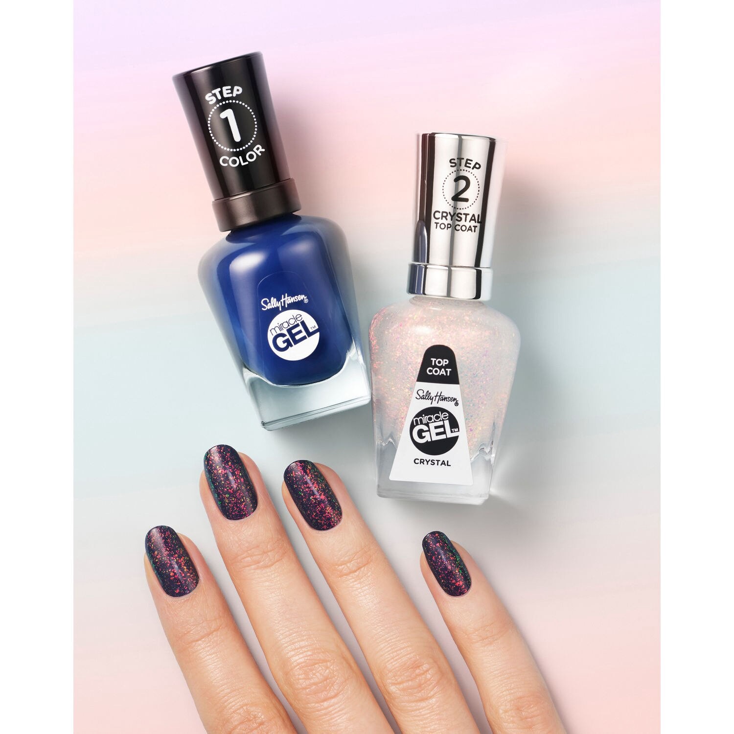 slide 2 of 8, Sally Hansen Miracle Gel Crystal Top Coat 105 Step 2 Nail Color 0.5 fl oz, 0.5 fl oz