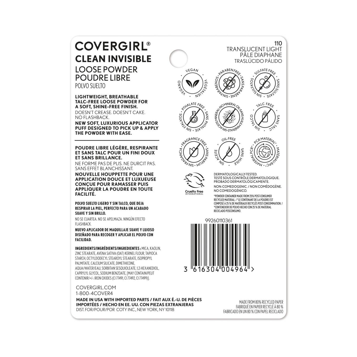 slide 2 of 8, Covergirl COVERGIRL Clean Invisible Loose Powder Translucent Light 0.63oz, 0.63 oz