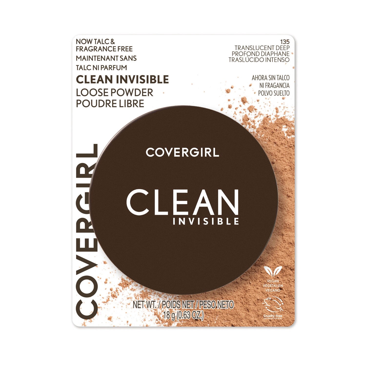 slide 4 of 8, Covergirl Clean Invisible Loose Powder - Loose Powder, Setting Powder, Vegan Formula - Translucent Deep, 20g (0.7 oz), 18 g
