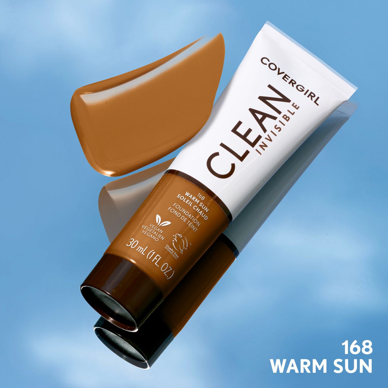 slide 6 of 9, Covergirl Clean Invisible Liquid Makeup, 168 Warm Sun, 1 ct
