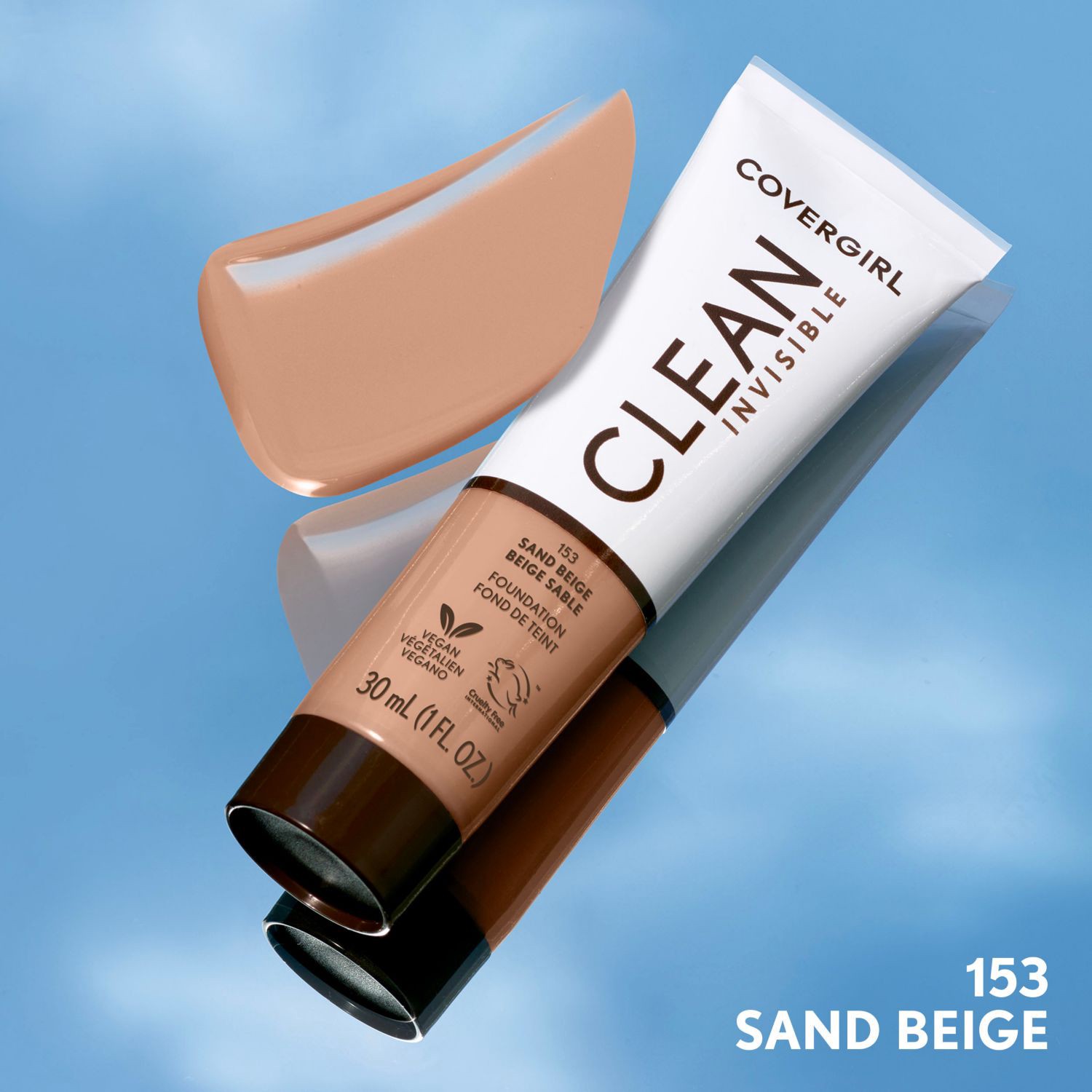 slide 4 of 9, Covergirl Clean Invisible Liquid Makeup, 153 Sand Beige, 1 ct