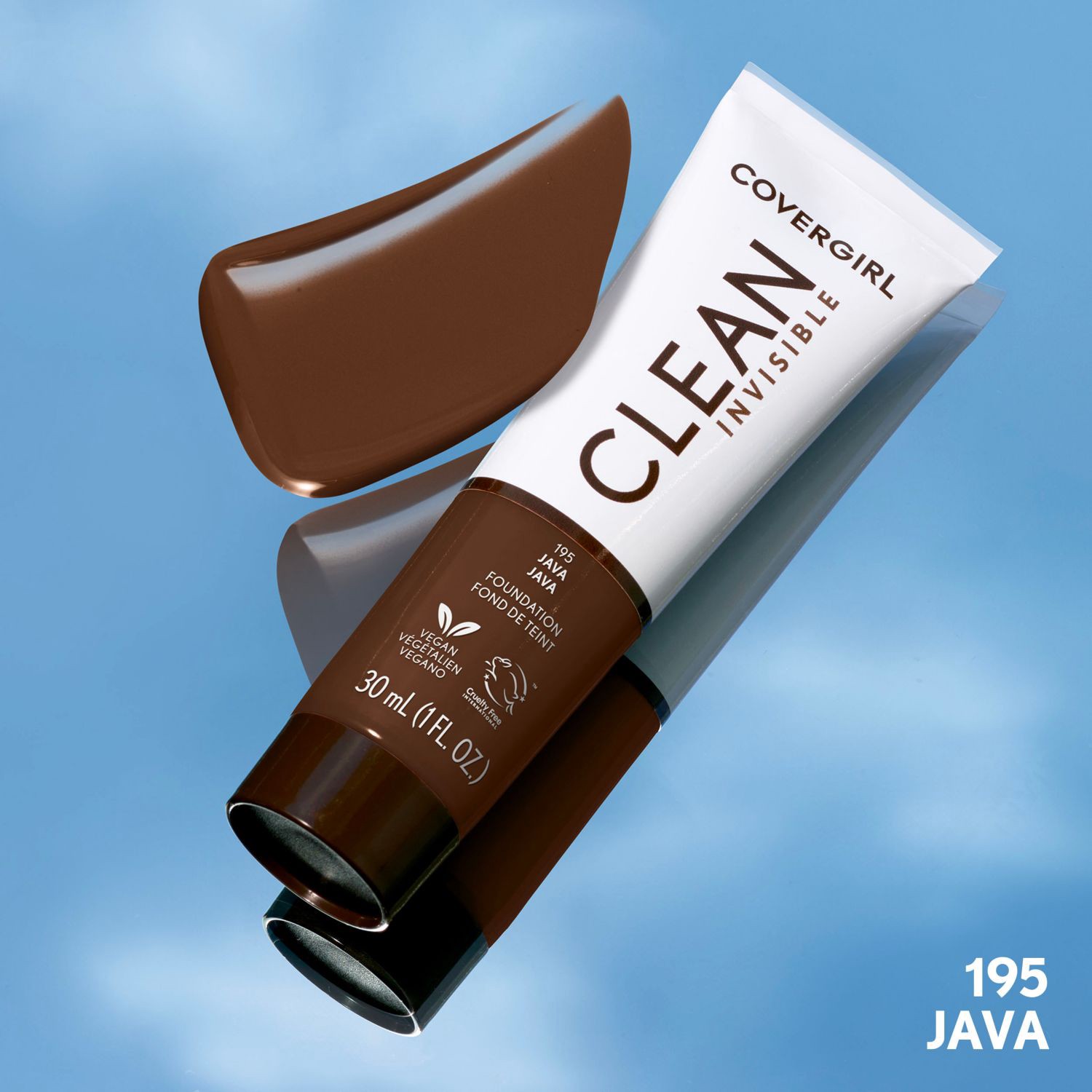 slide 9 of 9, Covergirl Clean Invisible Liquid Makeup, 195 Java, 1 ct