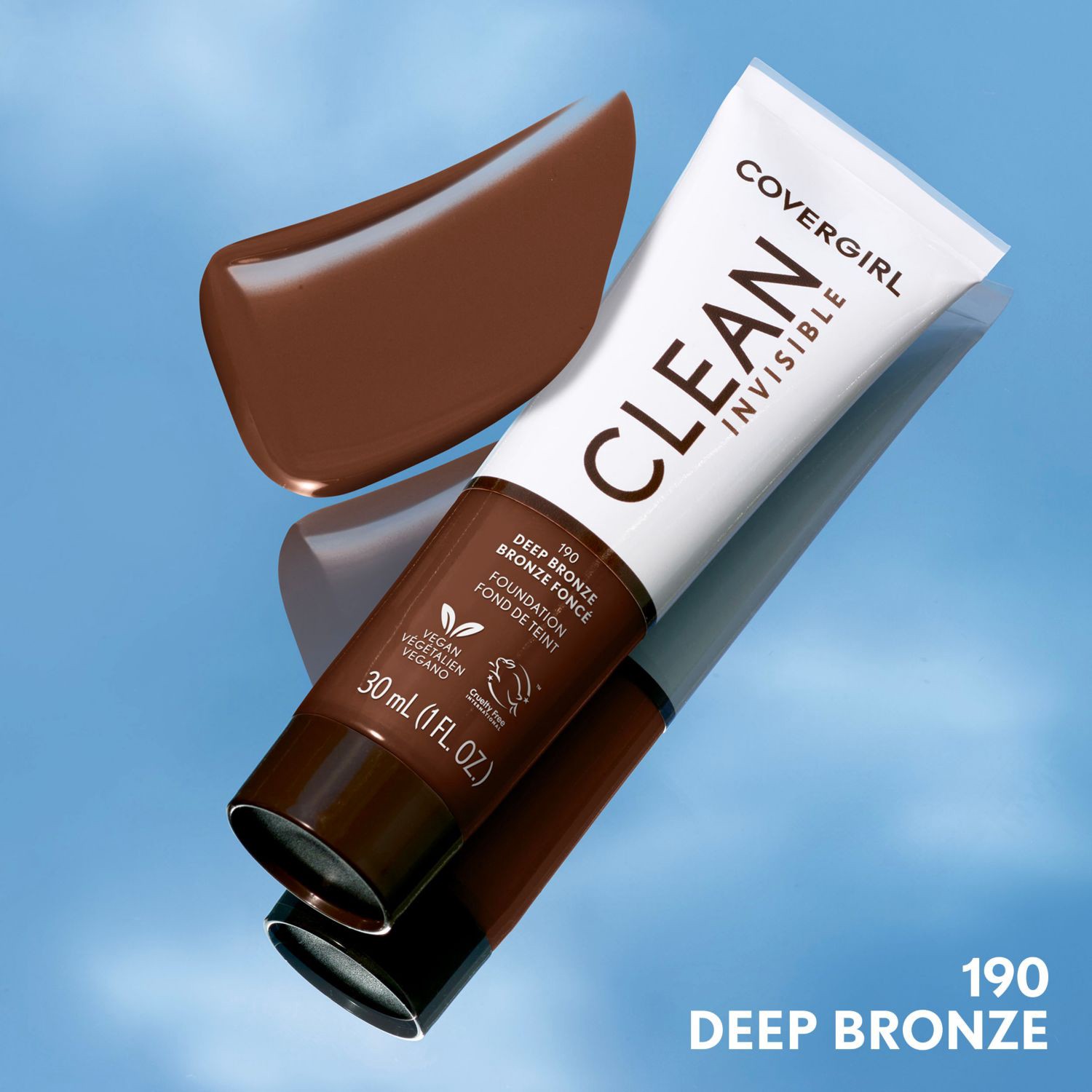 slide 9 of 9, Covergirl Clean Invisible Liquid Makeup, 190 Deep Bronze, 1 ct