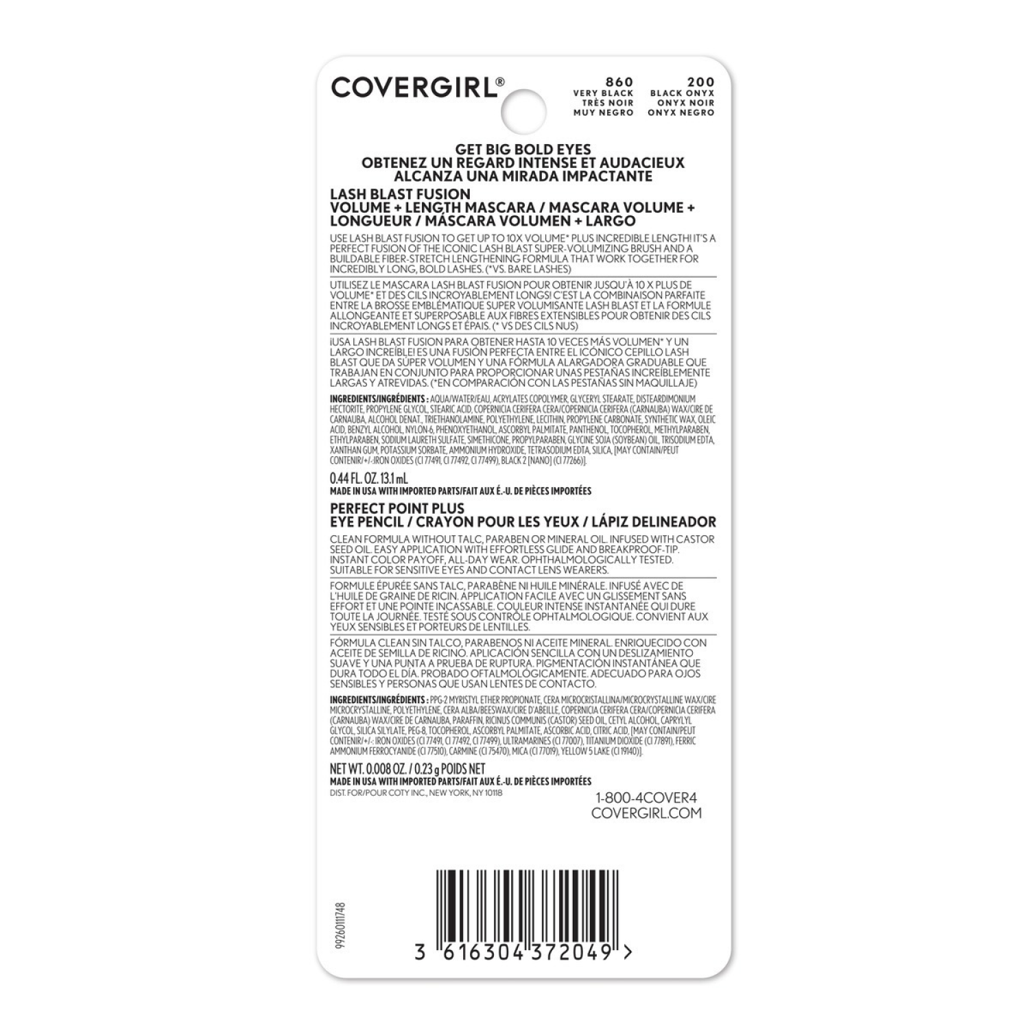 slide 2 of 6, Covergirl COVERGIRL, Lash Blast Clean +, Perfect Point, Value Pack, Very Black + Black Onyx, 1 ct