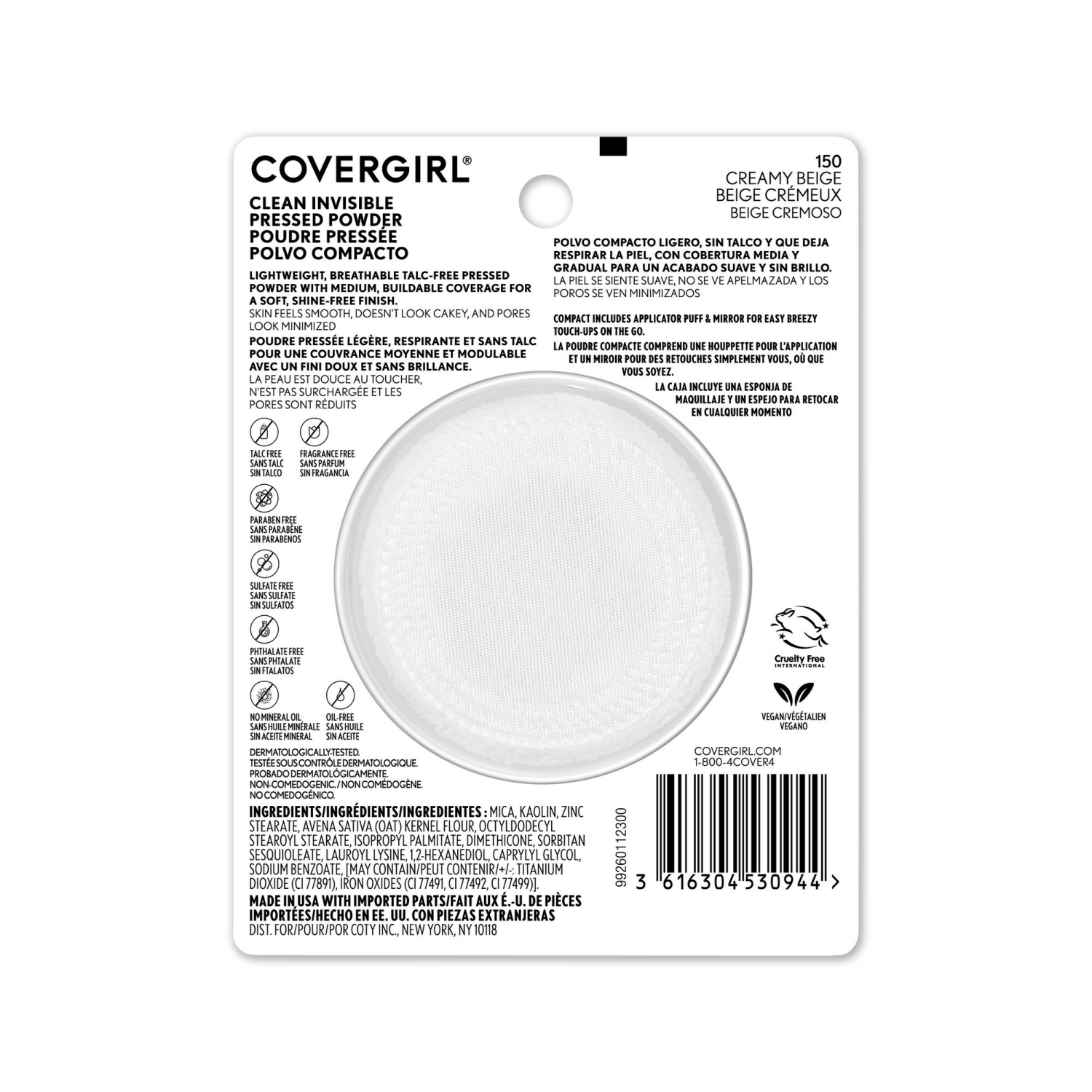 slide 2 of 8, Covergirl Clean Invisible Creamy Beige Pressed Powder, 1 ct