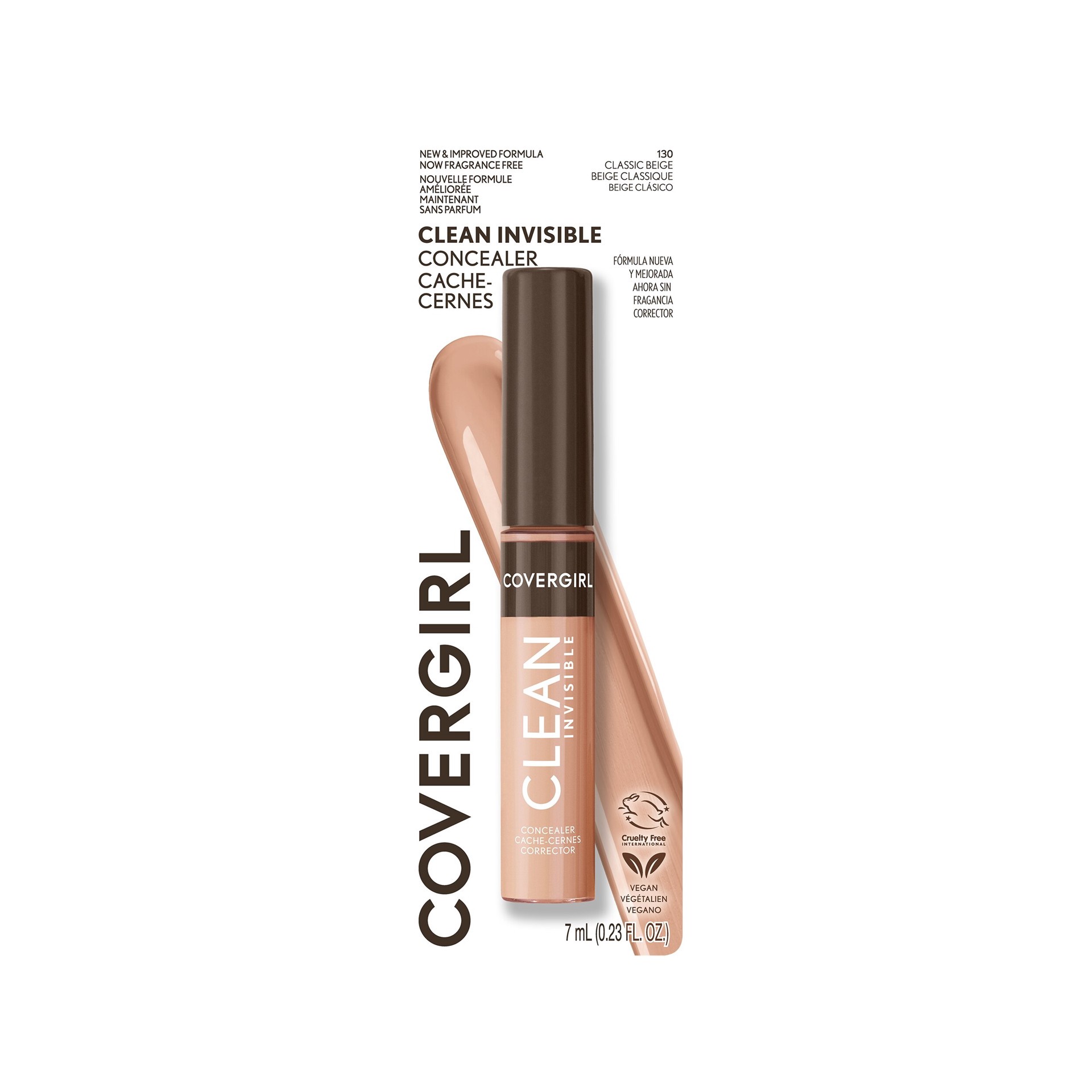 slide 11 of 13, Covergirl Clean Invisible Concealer, Lightweight, Hydrating, Vegan Formula, Classic Beige 130, 0.23oz (7ml), 7 ml