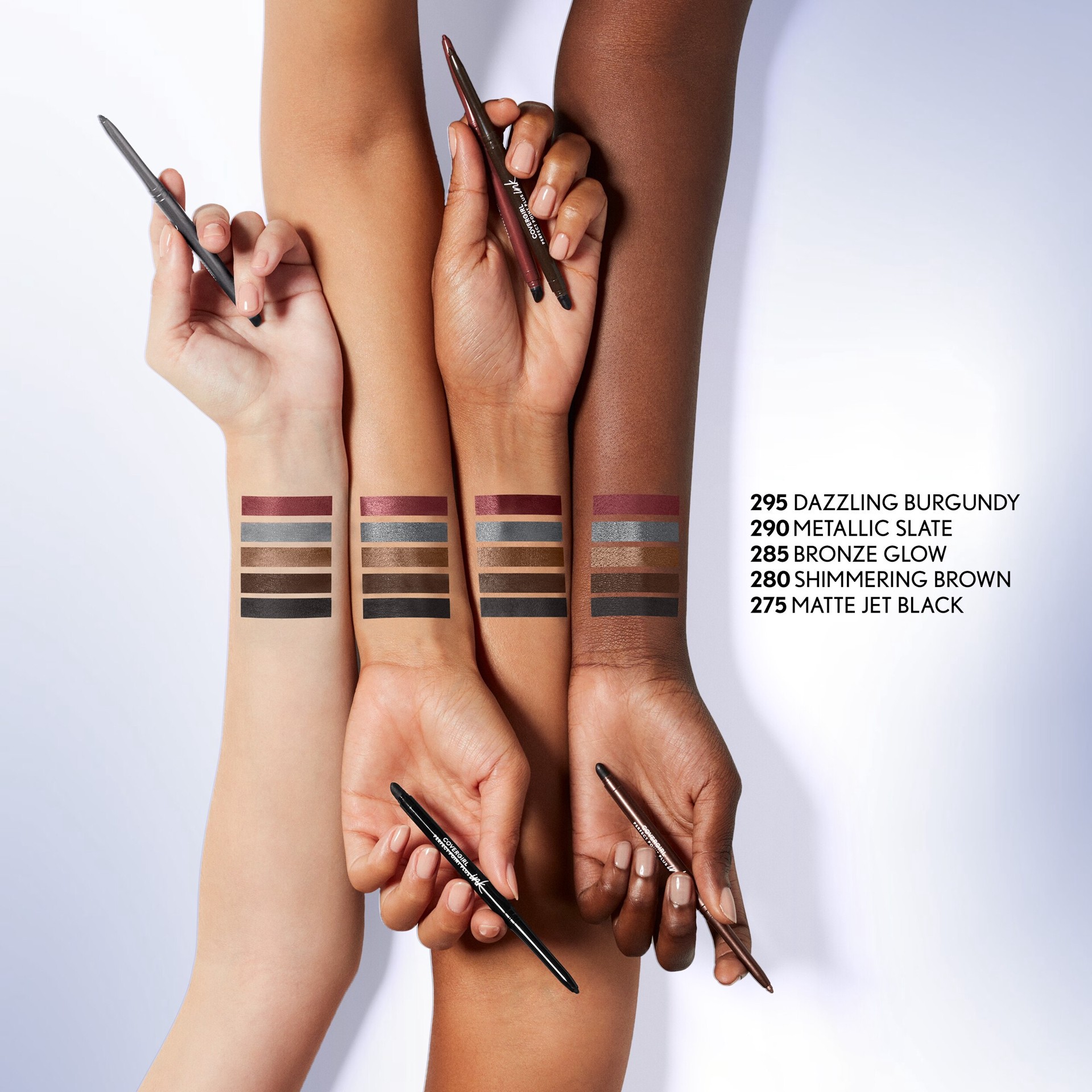 slide 11 of 13, Covergirl Perfect Point Plus Ink Gel Eye Pencil, Pigmented, Long-Wearing, Vegan Formula, Dazzling Burgundy 295, 0.01oz (0.28g), 0.28 g