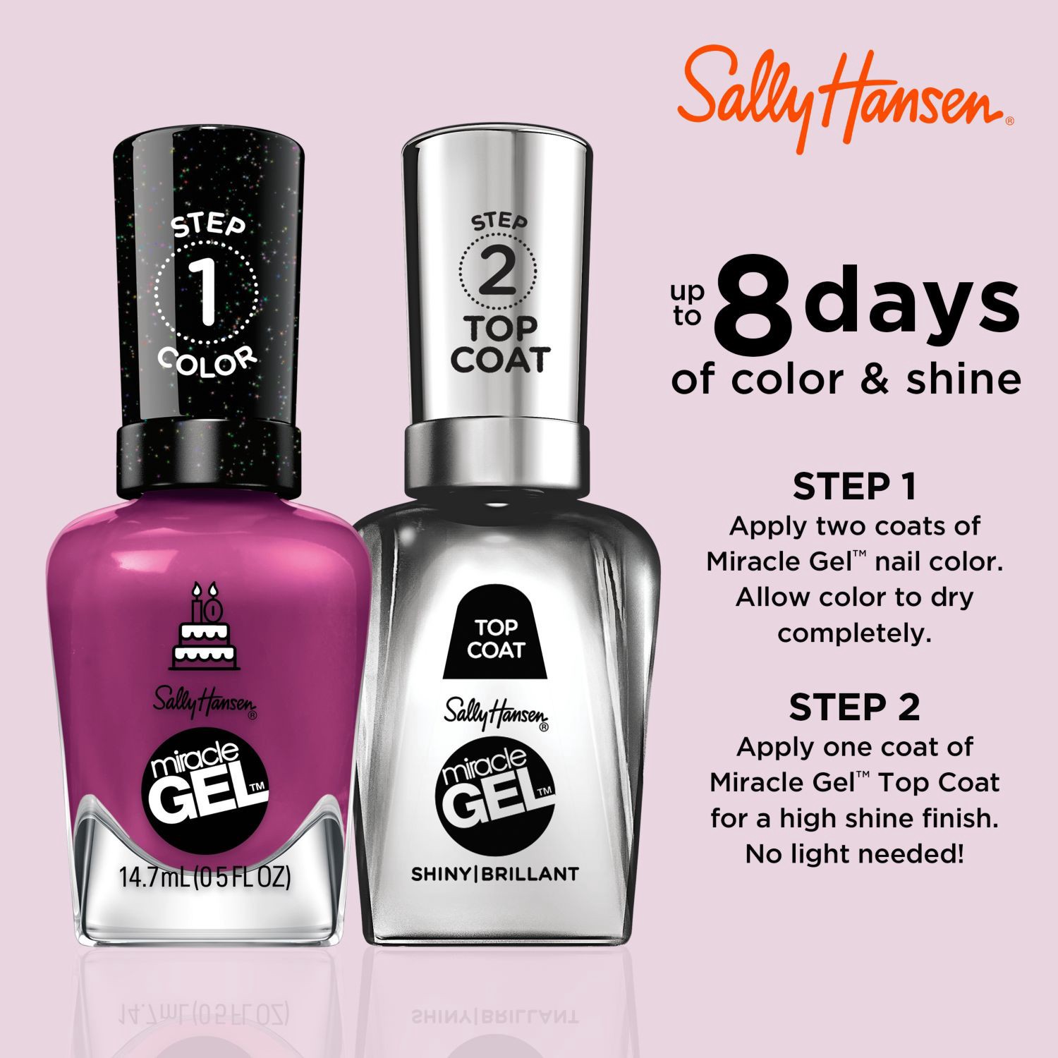 slide 5 of 10, Sally Hansen Miracle Gel Nail Polish - Brewberry, 0.5oz, 14.70 mL