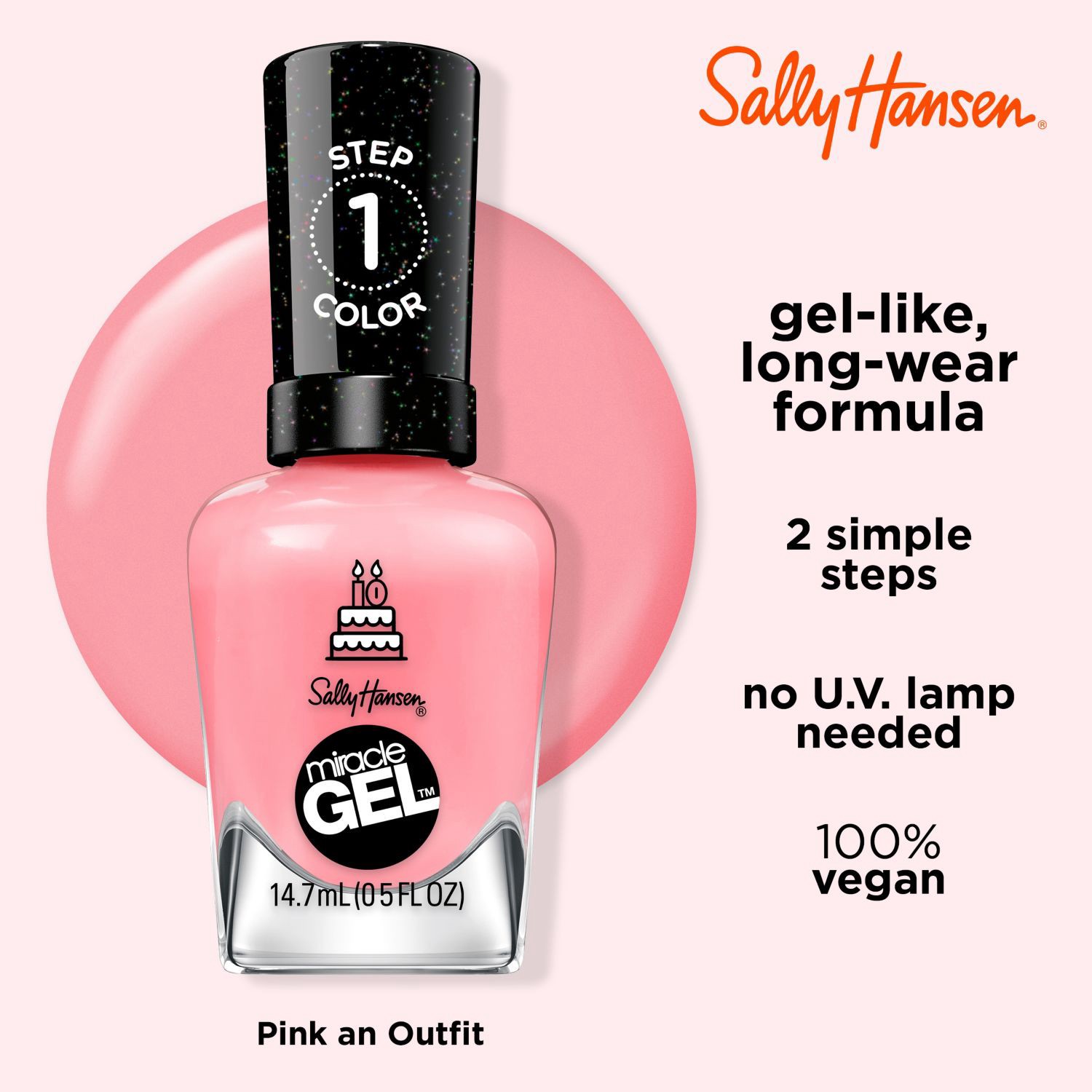 slide 5 of 10, Sally Hansen Miracle Gel Nail Polish - Pink an Outfit, 0.5oz, 14.70 mL