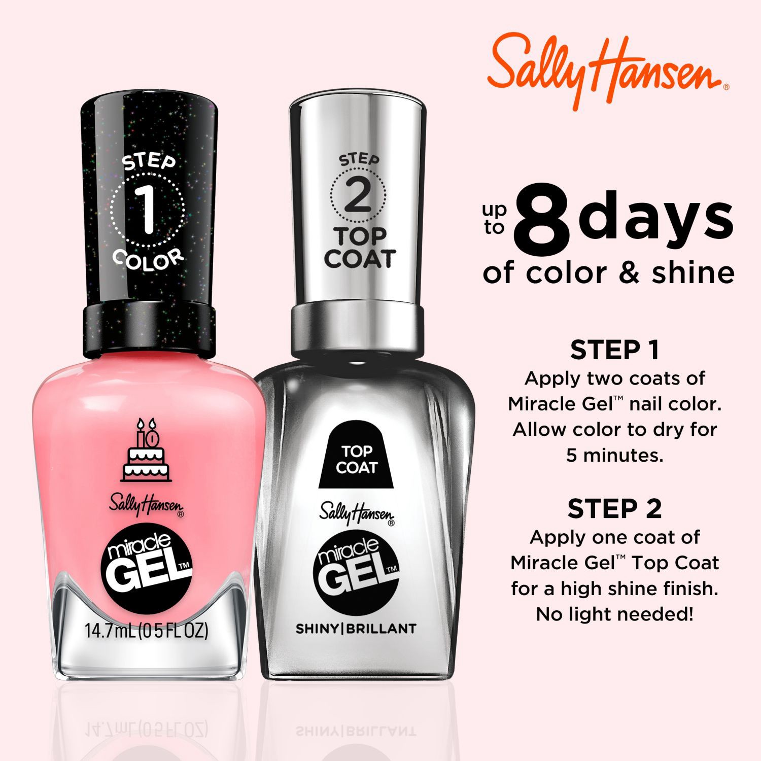 slide 8 of 10, Sally Hansen Miracle Gel Nail Polish - Pink an Outfit, 0.5oz, 14.70 mL