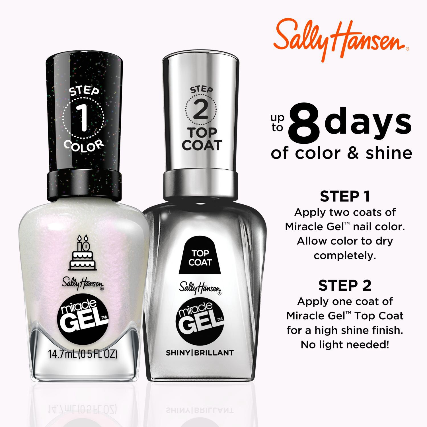 slide 7 of 10, Sally Hansen Miracle Gel Nail Polish - Twinkle Whites, 0.5oz, 1 ct
