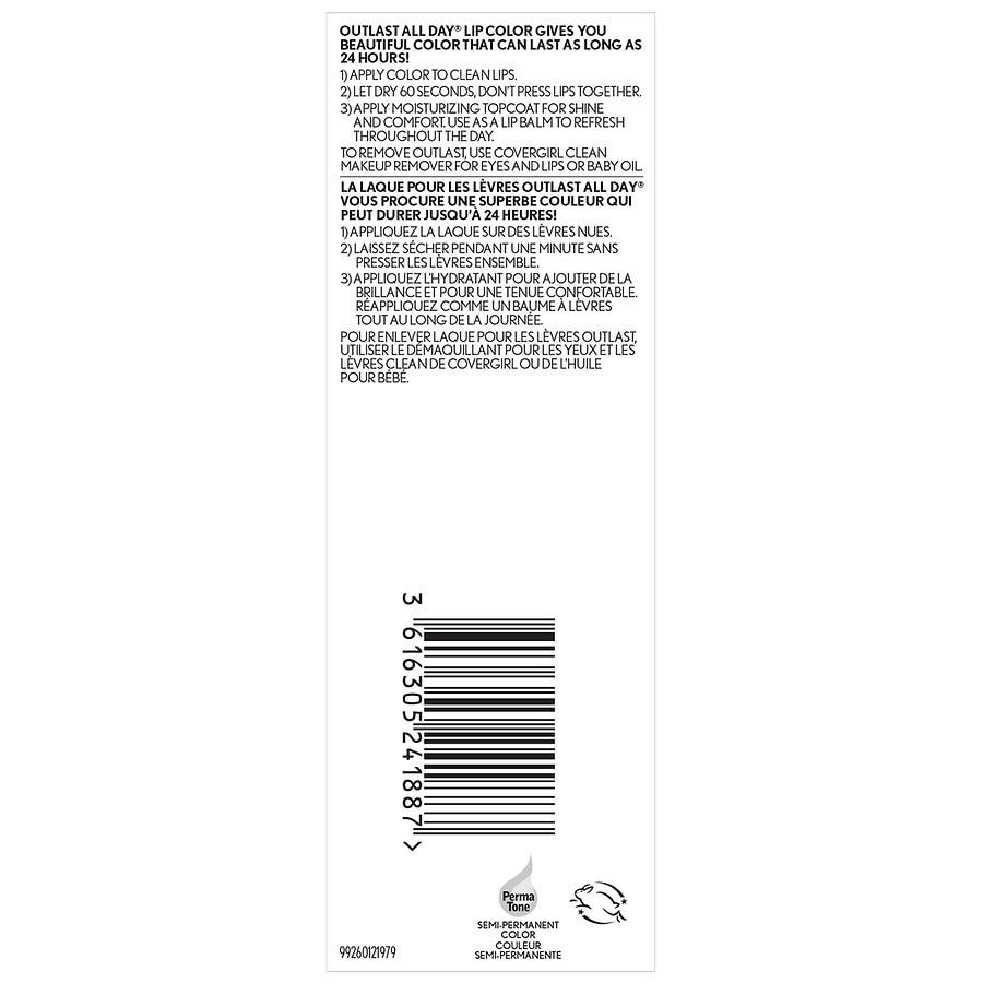 slide 4 of 5, CoverGirl Outlast All Day Lipcolor, 0.07 fl oz