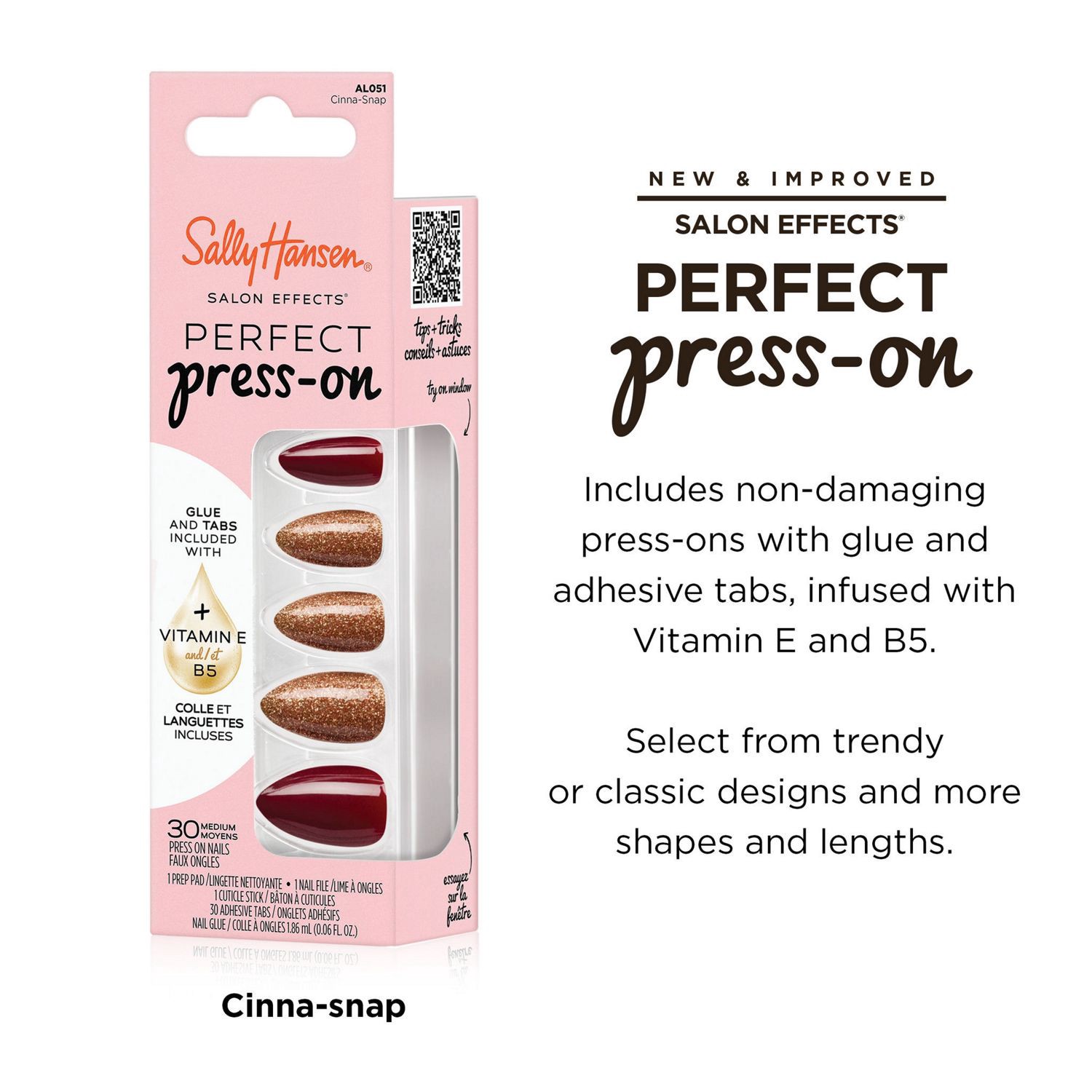 slide 2 of 9, SALLY HANSEN Sh Perfect Press On Cinna, Snap, 1 ct