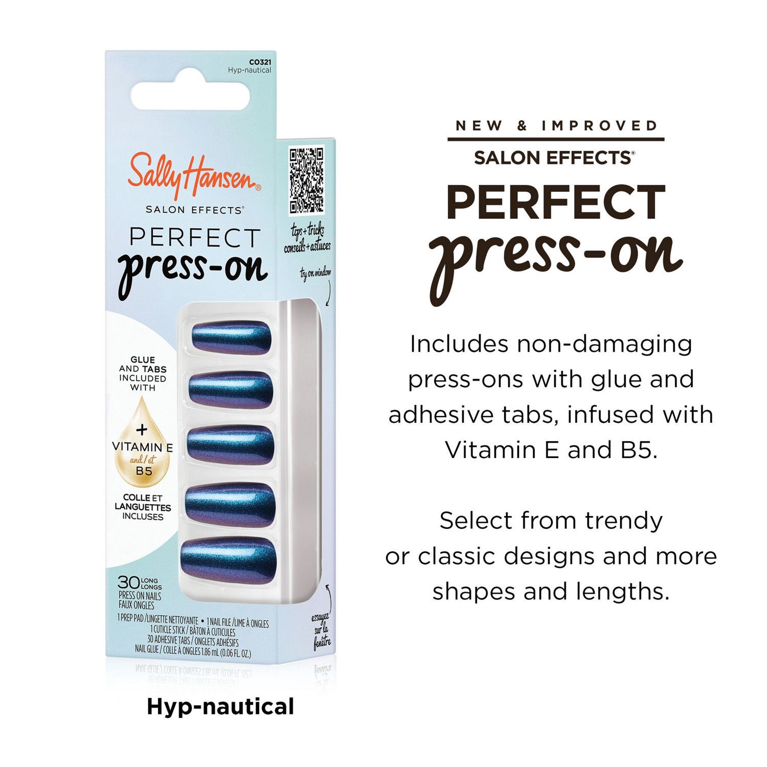 slide 2 of 9, SALLY HANSEN Sh Perfect Press On Hyp, Nautical, 1 ct