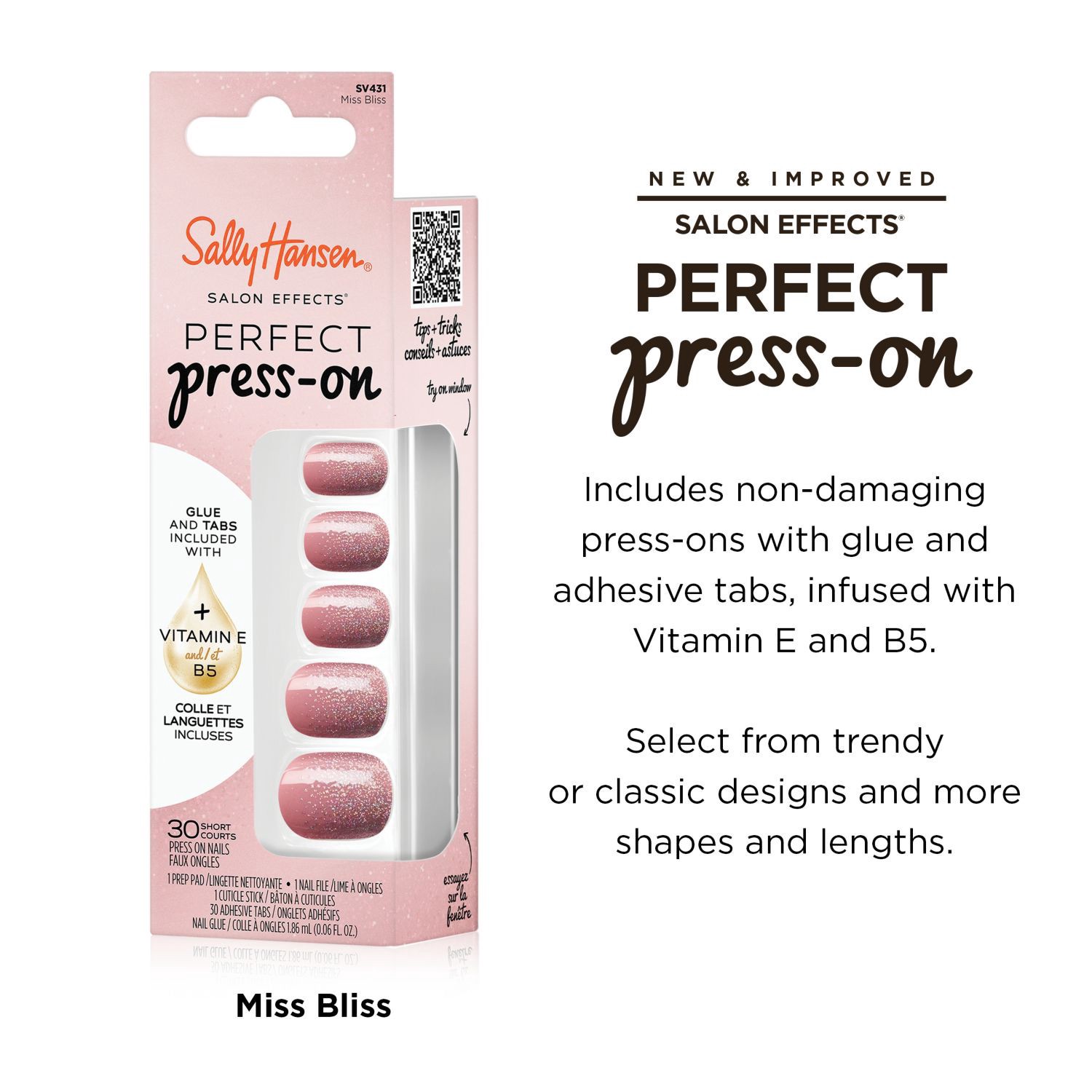 slide 6 of 9, SALLY HANSEN Sh Perfect Press On Miss Bliss, 1 ct