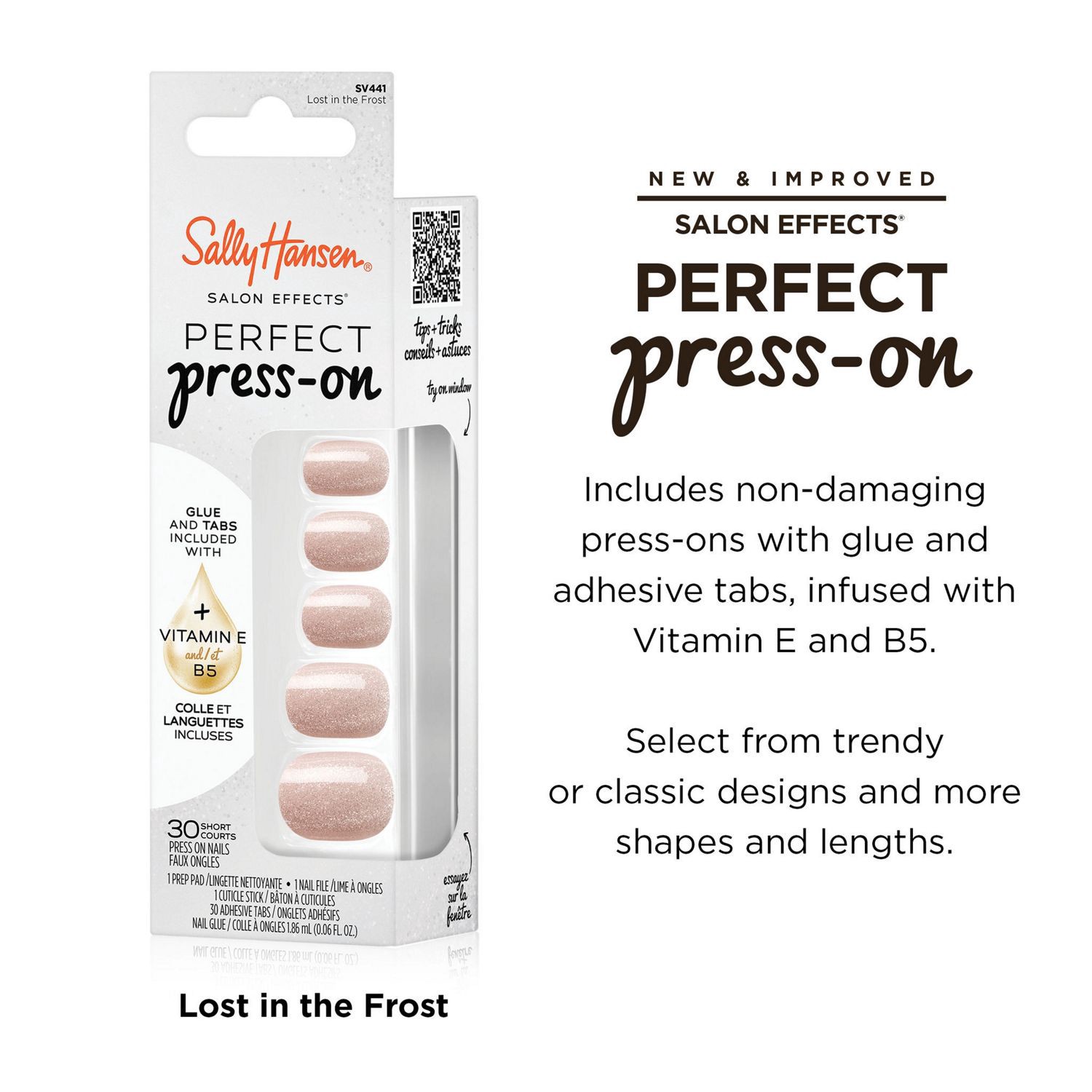 slide 9 of 9, SALLY HANSEN Sh Perfect Press On Lost In The Frost, 1 ct