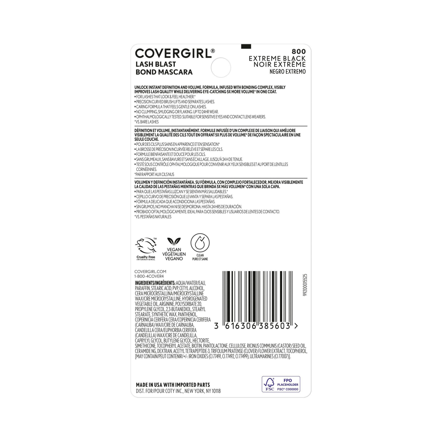 slide 3 of 8, Covergirl Lash Blast Bond Volume Mascara, Black, 13.1ml (0.44oz), 13.1 ml, 0.44 oz