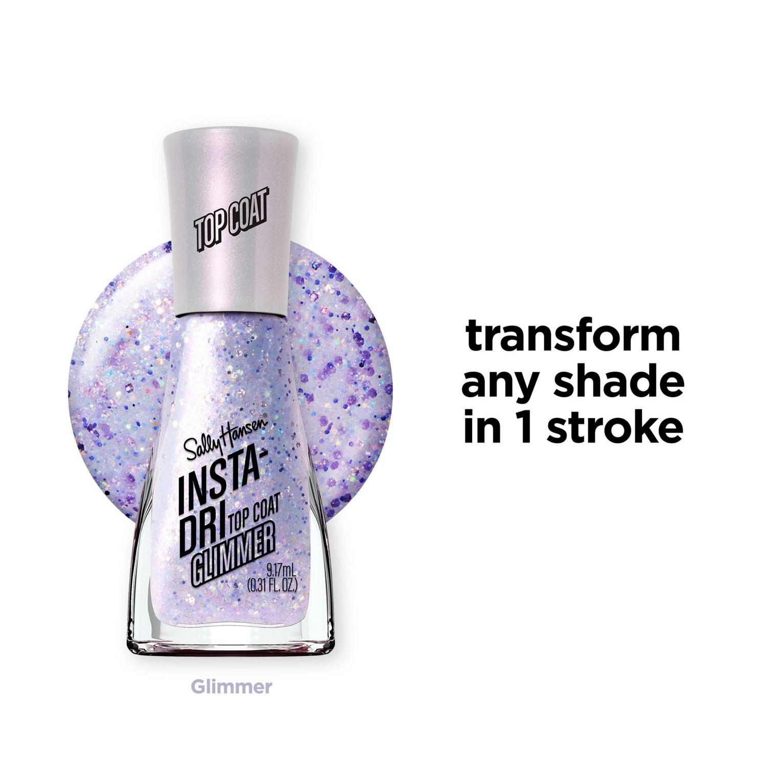 slide 3 of 6, Sally Hansen Insta-Dri Nail Polish, Chrome & Effects, Glimmer Top Coat, 1 ct