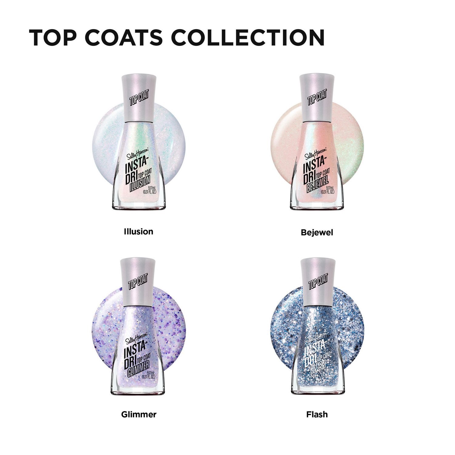 slide 4 of 6, Sally Hansen Insta-Dri Nail Polish, Chrome & Effects, Glimmer Top Coat, 1 ct