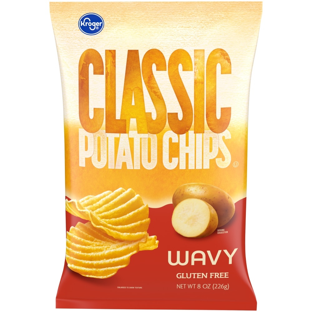 slide 1 of 1, Kroger Wavy Potato Chips, 8 oz
