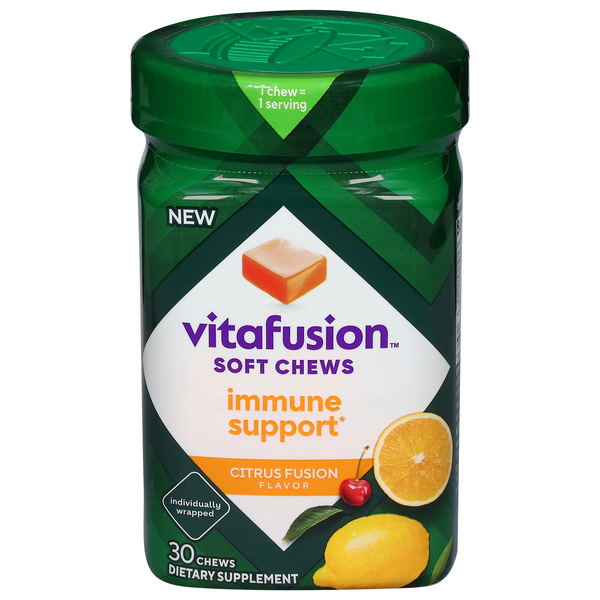 slide 1 of 1, Vitafusion Immune Support Citrus Fusion Flavored Soft Chews, 30 ct
