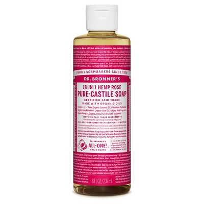 slide 1 of 10, Dr. Bronner's 18-N-1 Hemp Rose Pure-Castile Liquid Soap, 8 oz