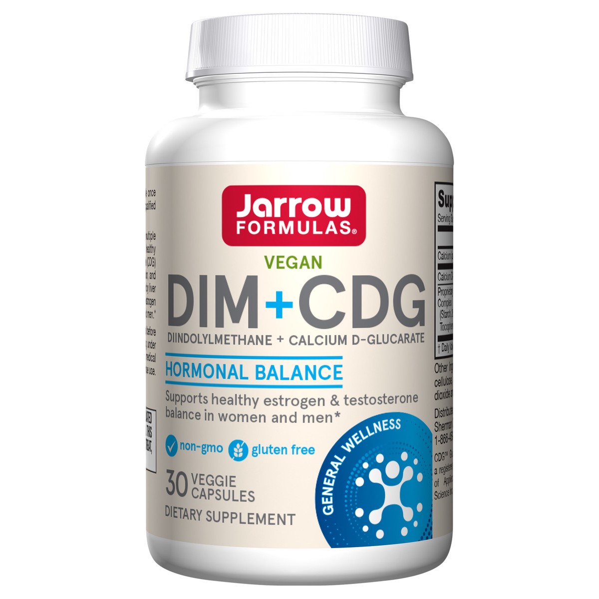 slide 1 of 4, Jarrow Formulas DIM + CDG - 30 Veggie Capsules - Dietary Supplement Supports Hormonal Regulation + Estrogen & Testosterone Balance in Men & Women - 30 Servings, 30 ct