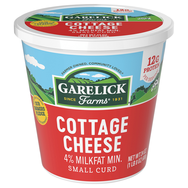 slide 1 of 1, Garelick Farms 4% Small Curd Cottage Cheese, 24 oz