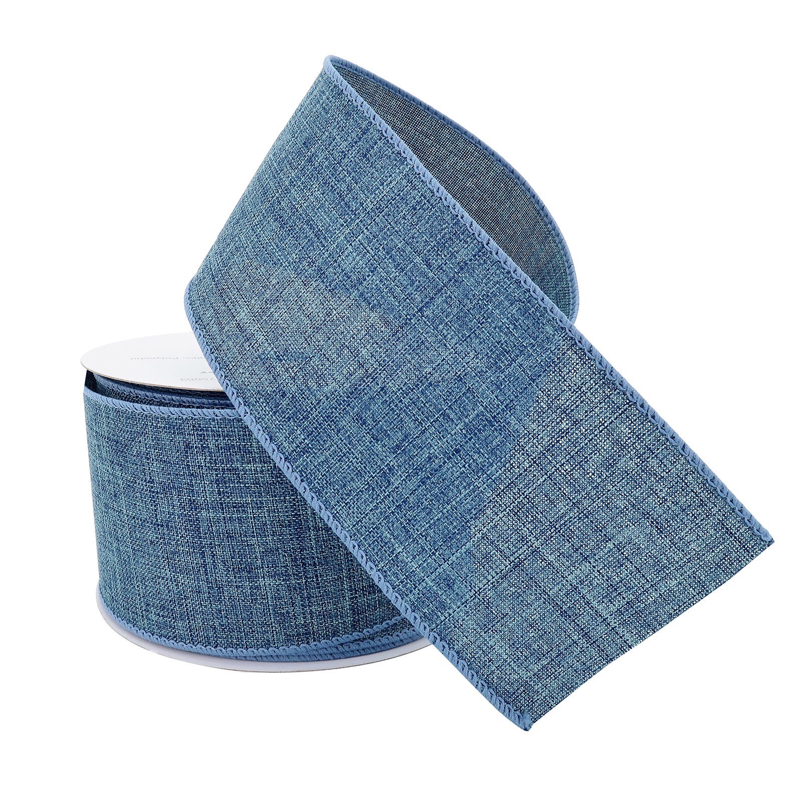 slide 2 of 4, 2.5" X 25ft. Denim Faux Linen Wired Ribbon By Celebrate It Decor, 2.5 in x 25 ft