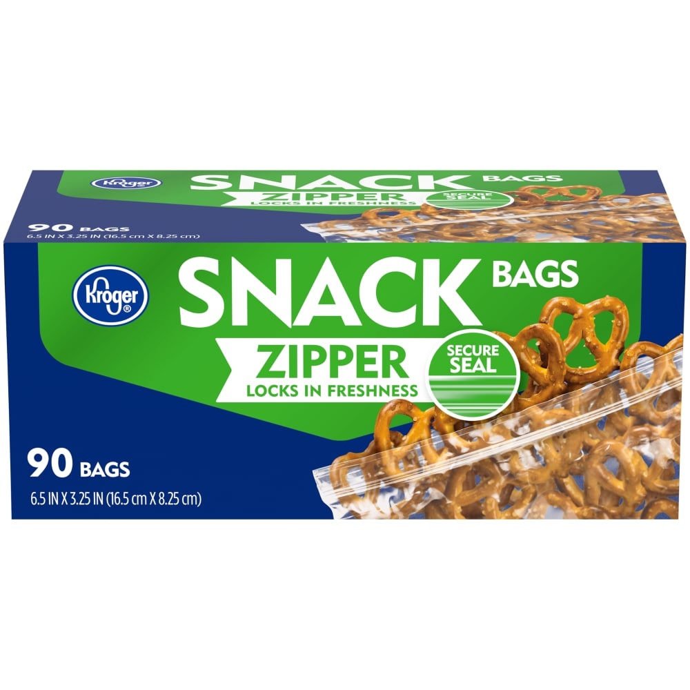 slide 1 of 1, Kroger Home Sense Zipper Snack Bags, 90 ct