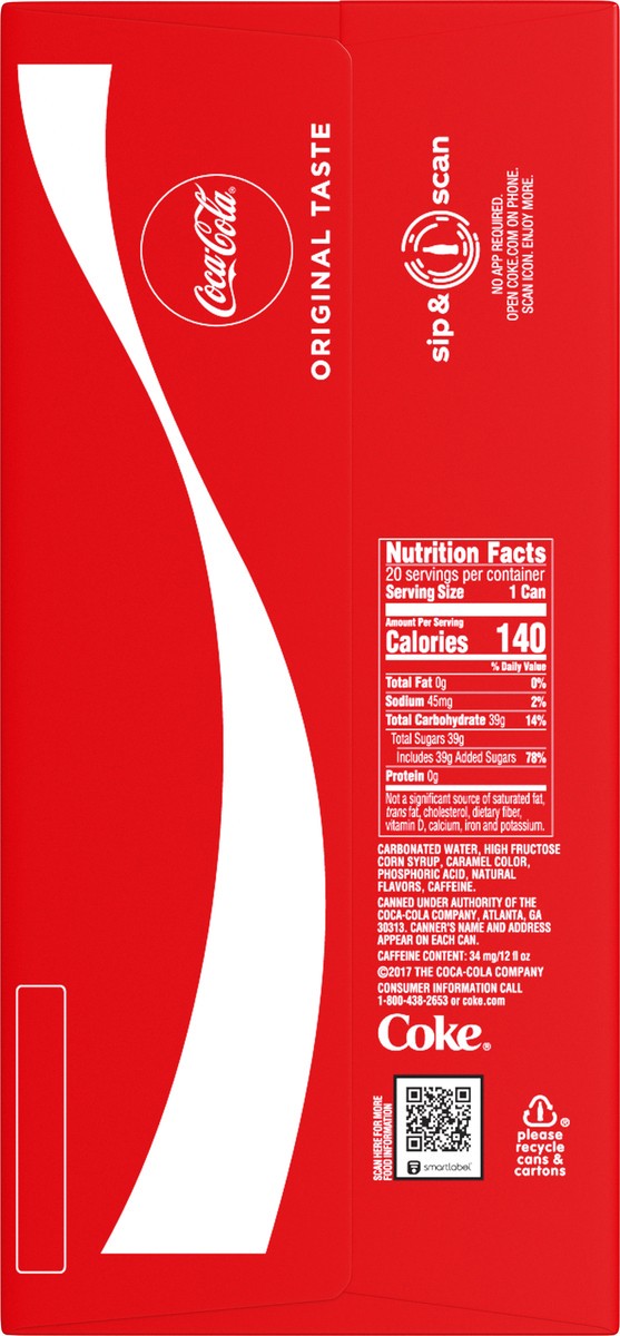 slide 8 of 9, Coca-Cola Soda Soft Drink, 12 fl oz, 20 Pack, 240 fl oz