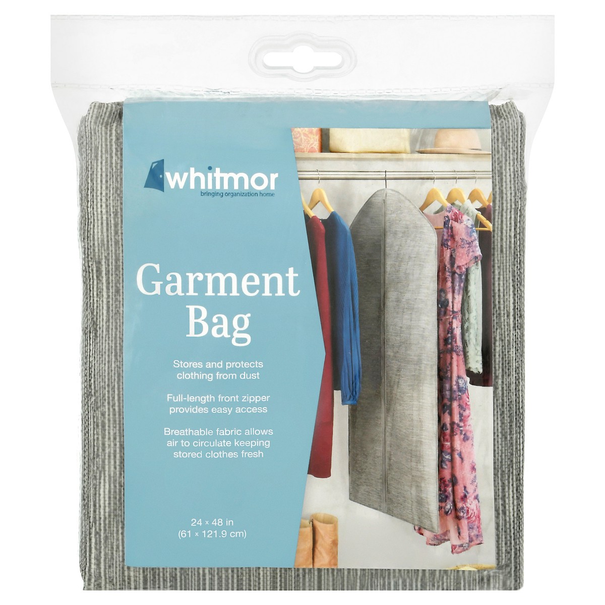 slide 1 of 9, Whitmor Garment Bag Crosshatch Space, Dyed, 1 ct