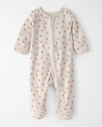 Baby Girl Organic Cotton Sleep & Play Pajama in Strawberry Print - 9M