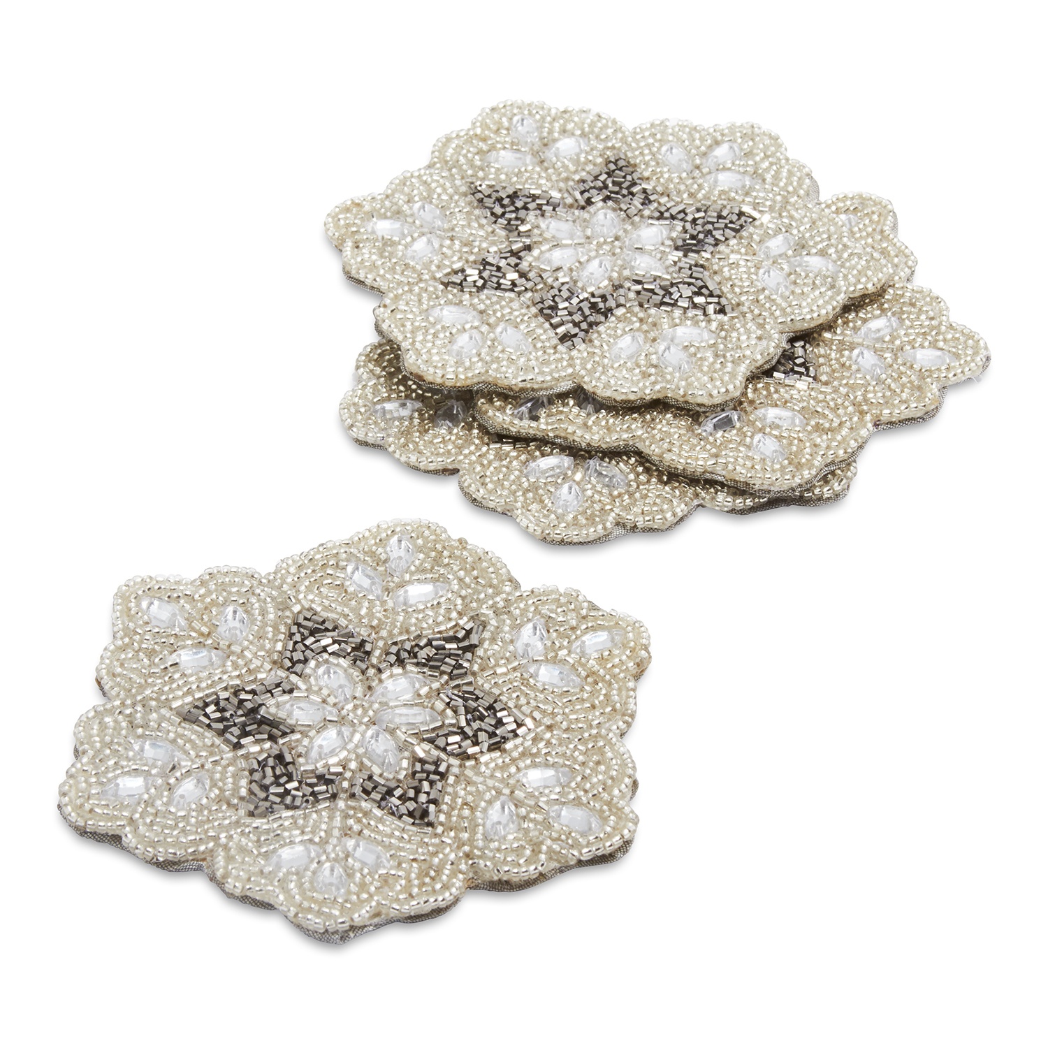 slide 1 of 1, Sur La Table Beaded Snowflake Coasters, 4 ct