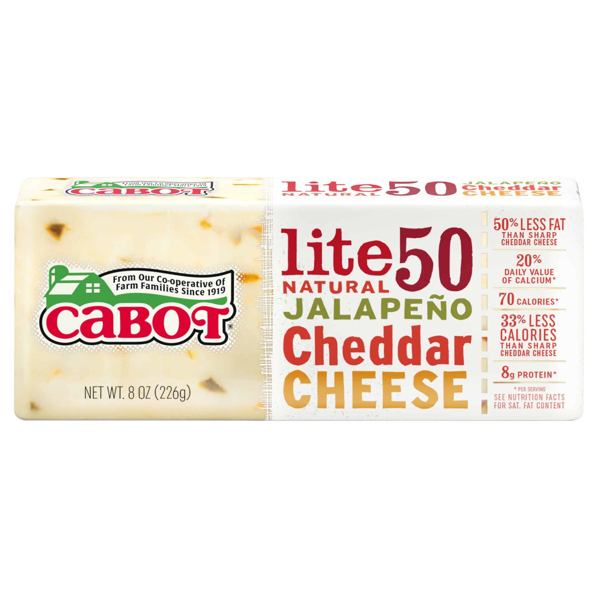 slide 1 of 3, Cabot Lite50 Jalapeno Cheddar Cheese, 8 oz