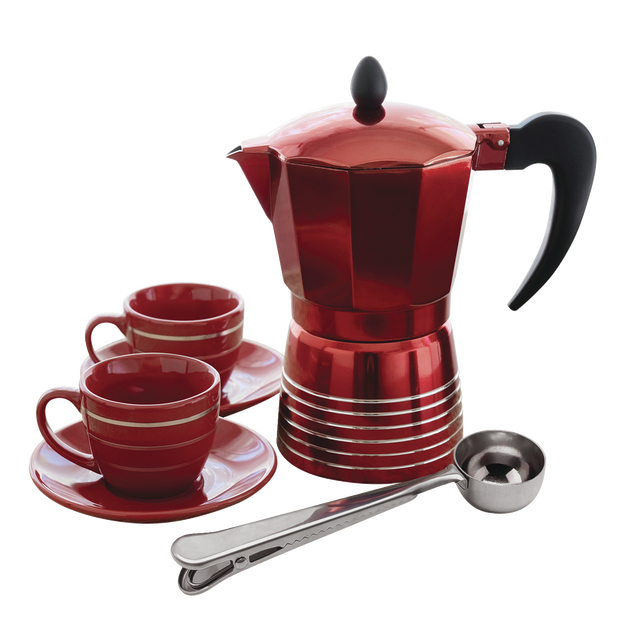 slide 1 of 1, CREATIVE HOME 6Pc Espresso Set-Red, 1 ct