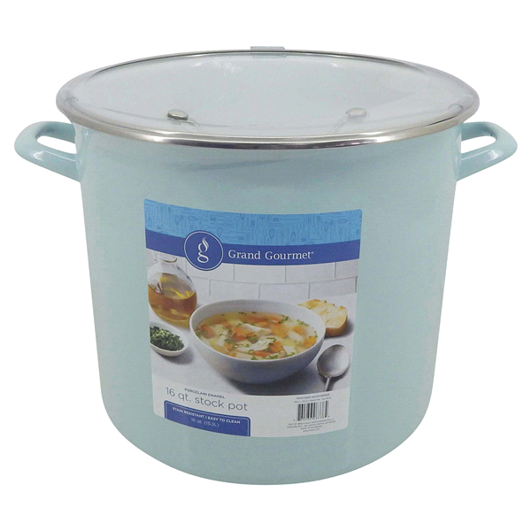 slide 4 of 9, Grand Gourmet Enamel Stock Pot, Sky Blue, 16 qt