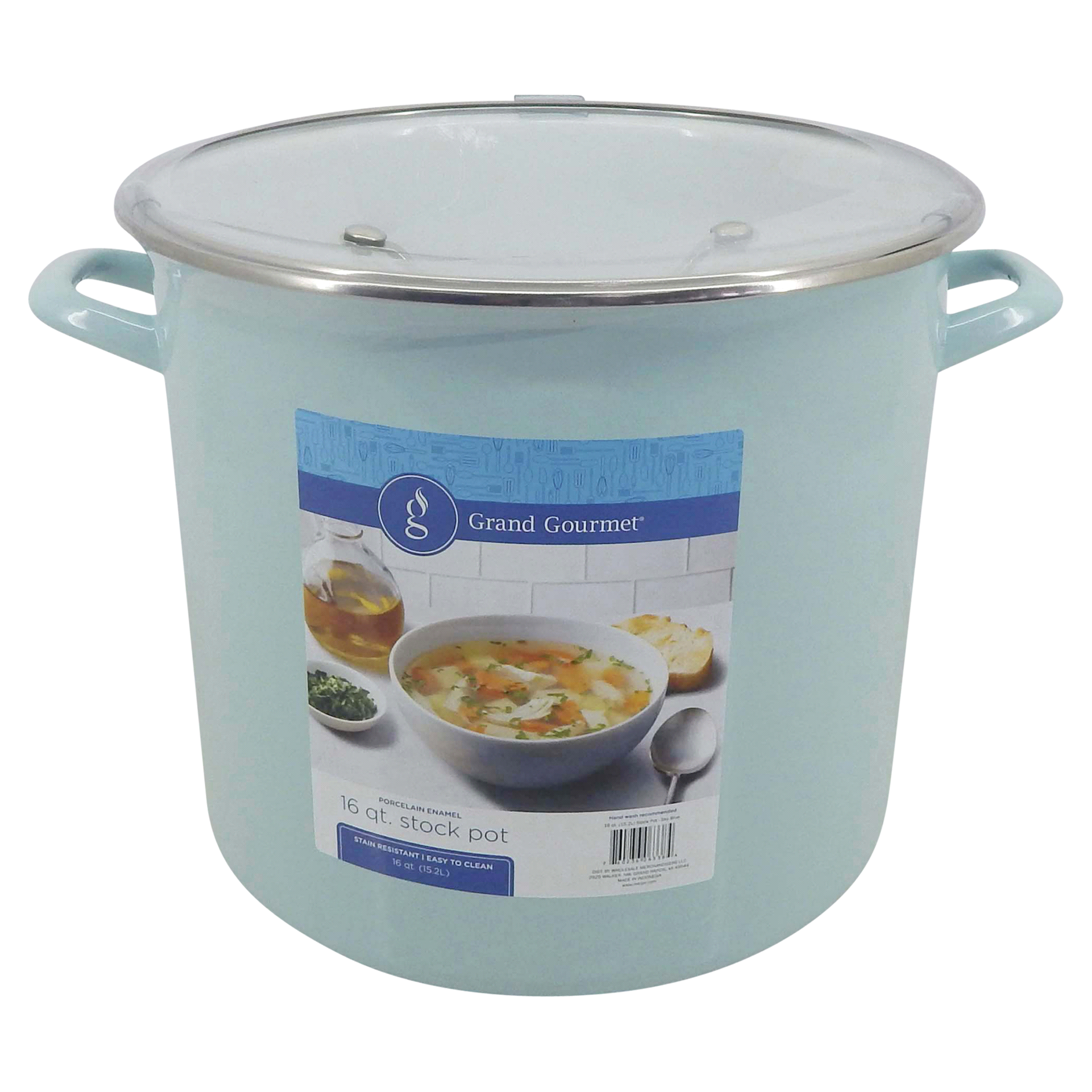 slide 5 of 9, Grand Gourmet Enamel Stock Pot, Sky Blue, 16 qt