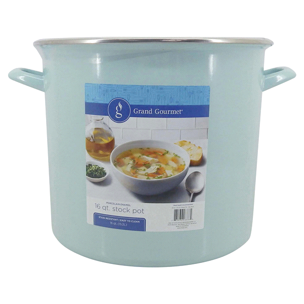 slide 8 of 9, Grand Gourmet Enamel Stock Pot, Sky Blue, 16 qt