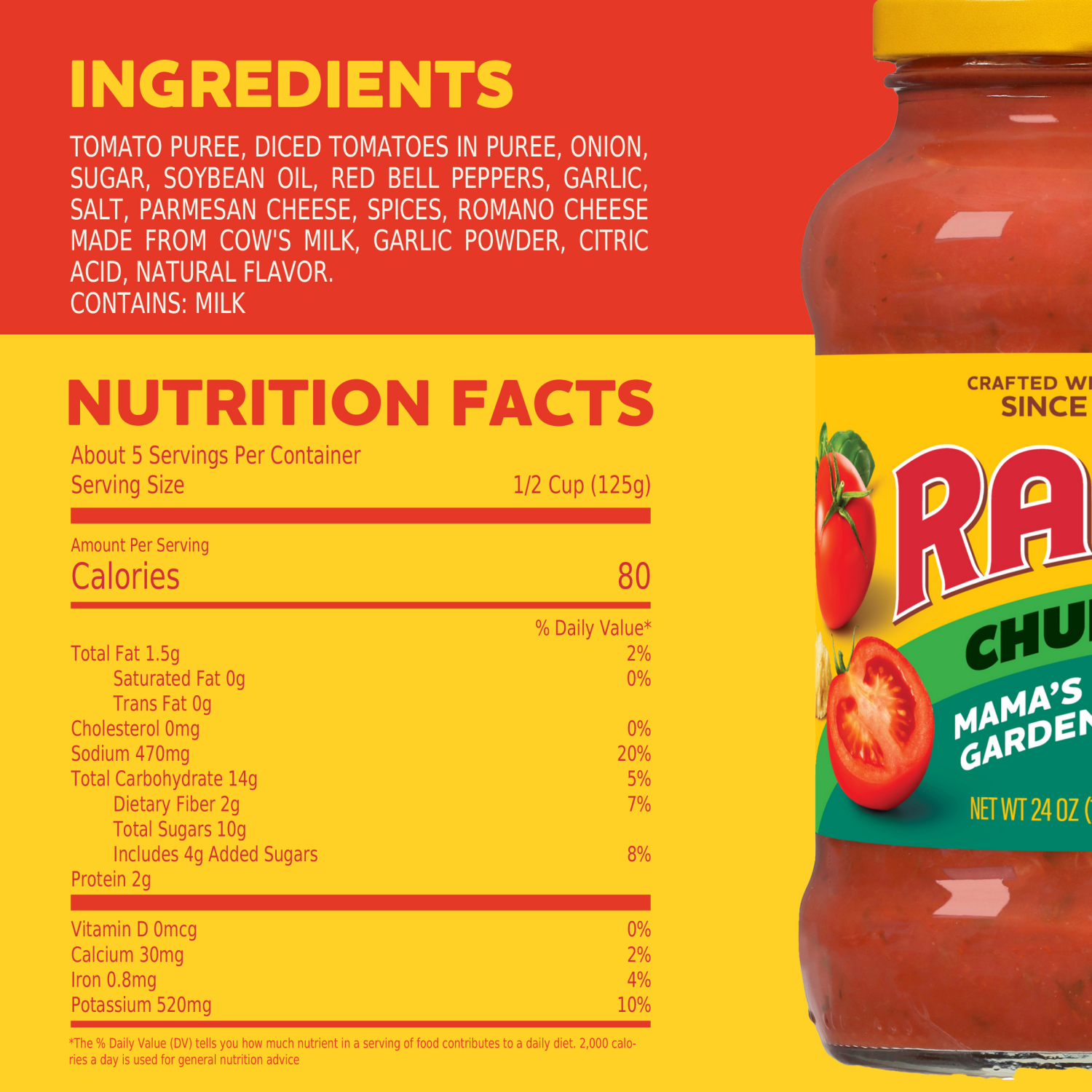 slide 2 of 8, Ragu Chunky Mama's Special Garden Sauce 24 oz, 24 oz