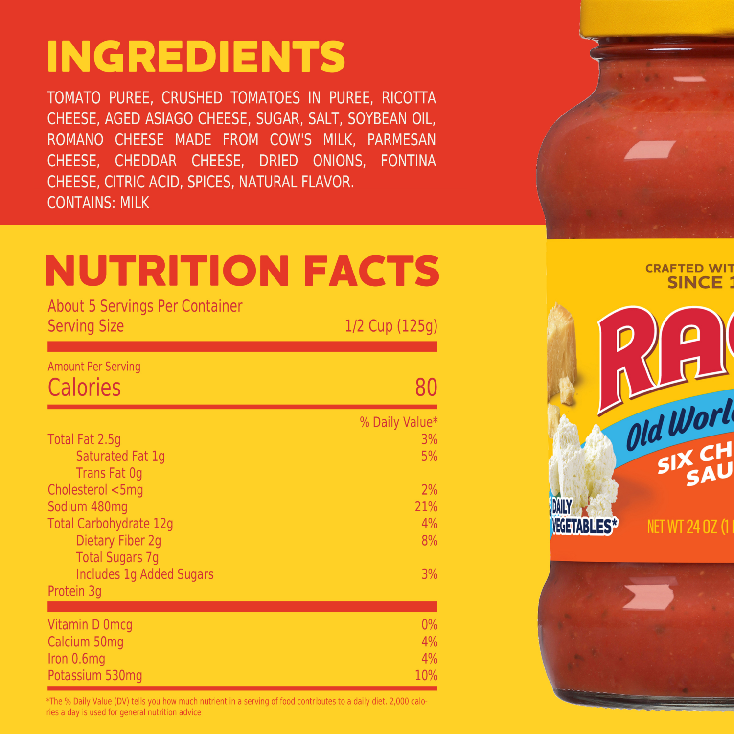 slide 2 of 8, Ragu Chunky Six Cheese Sauce 24 oz, 24 oz