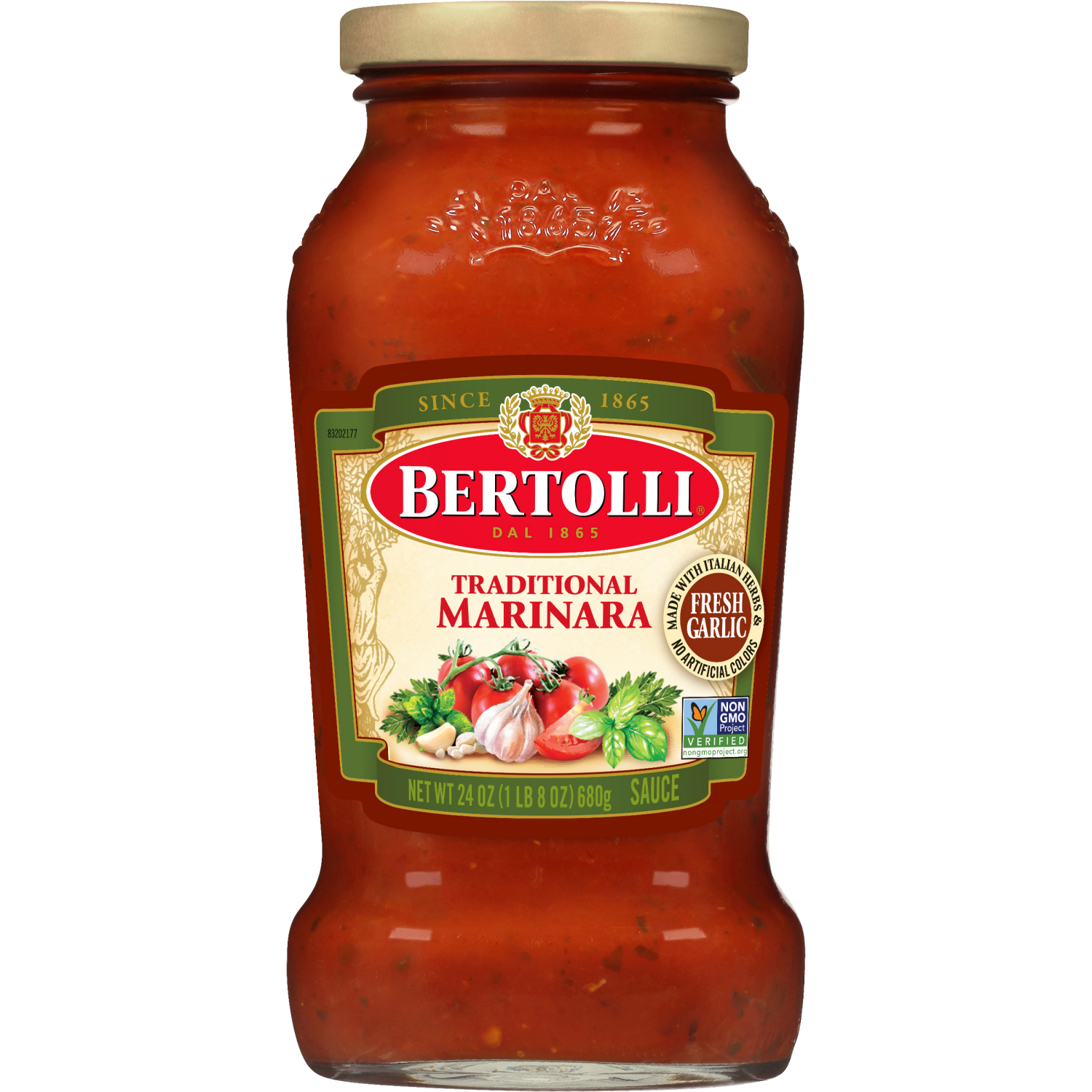 slide 1 of 5, Bertolli Traditional Marinara with Italian Herbs & Fresh Garlic Pasta Sauce, 24 oz., 24 oz