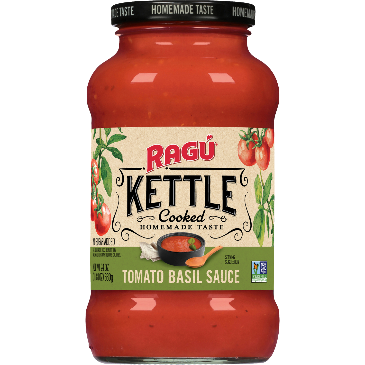 slide 1 of 7, Ragu Kettle Cooked Tomato Basil Sauce - 24 oz, 24 oz